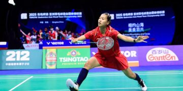 Tunggal putri Indonesia Putri Kusuma Wardani harus mengakui ketangguhan wakil China Xu Wen Jing usai kalah 12-21, 13-21 pada partai ketiga final BAMTC 2025 di Conson Gymnasium, Qingdao, China, Minggu (16/2/2025).