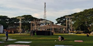 Mahasiswa Imala protes soal perbaikan Alun-alun Rangkasbitung.(Def/SuaraNusantara)