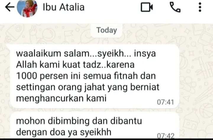 Curhatan Atalia Prataya istri Ridwan Kamil kepada Ustad Syekh Yazen Alhakimi (instagram @thyazen_alhakimi)