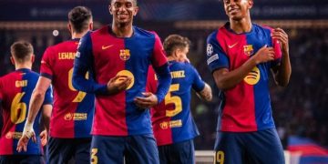 Barcelona menang telak 4-0 atas Borussia Dortmund di leg pertama perempat final Liga Champions 2024-2025