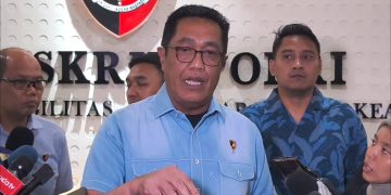 Dirtipidum Bareskrim Polri, Brigjen Djuhandhani Rahardjo saat diwawancarai di Bareskrim Polri, Jakarta Selatan, pada Kamis (10/4/2025). (Ilham F/Suaranusantara).