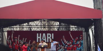 Prabowo Subianto di acara May Day, Kamis 1/5/25 (Dok Suaranusantara/Aditya)