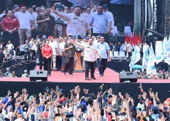 Prabowo Subianto di acara Hari Buruh di Monas, Kamis 1 Mei 2025 (Dok ist)