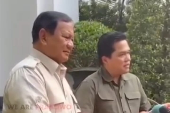 Ketum PSSI Erick Thohir dan Presiden RI Prabowo Subianto (instagram @weareprabowo)