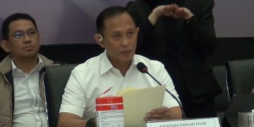 Kasatgas Pangan Polri, Brigjen Pol. Helfi Assegaf saat konferensi pers di gedung Bareskrim Polri, Jakarta Selatan, Kamis (24/7/2025). (Ilham F/Suaranusantara)