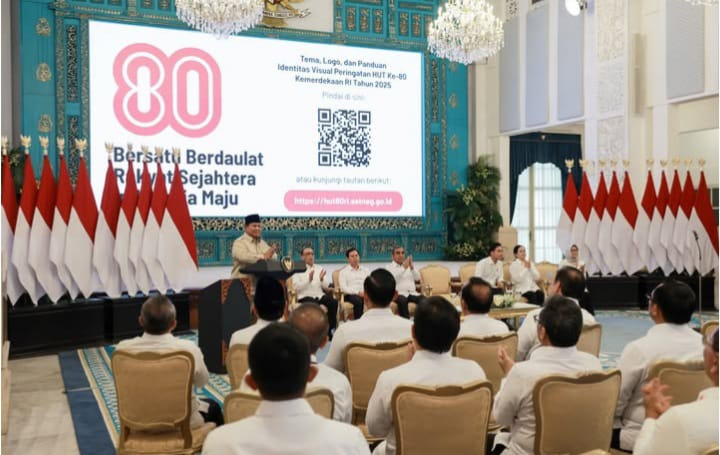 Presiden RI Prabowo Subianto resmi rilis logo dan tema HUT ke 80 RI di Istana Negara Rabu 23 Juli 2025 (instagram @presidenrepublikindonesia)