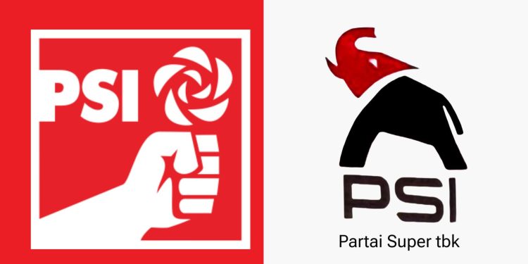 Logo lama PSI gambar bunga mawar dan logo baru PSI gambar gajah (Dok Istimewa).