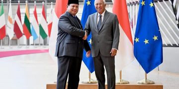 Presiden RI Prabowo Subianto saat bertemu dengan Presiden Dewan Eropa António Costa di Gedung Europa, Brussel, Belgia pada Minggu 13 Juli 2025 (instagram @sekretariat.kabinet)