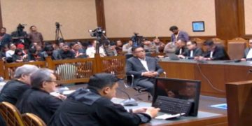 Sekjen PDI Perjuangan Hasto Kristiyanto saat jalani sidang vonis yang berlangsung hari ini Jumat 25 Juli 2025 (YouTube @pengadilan negeri jakarta pusat)