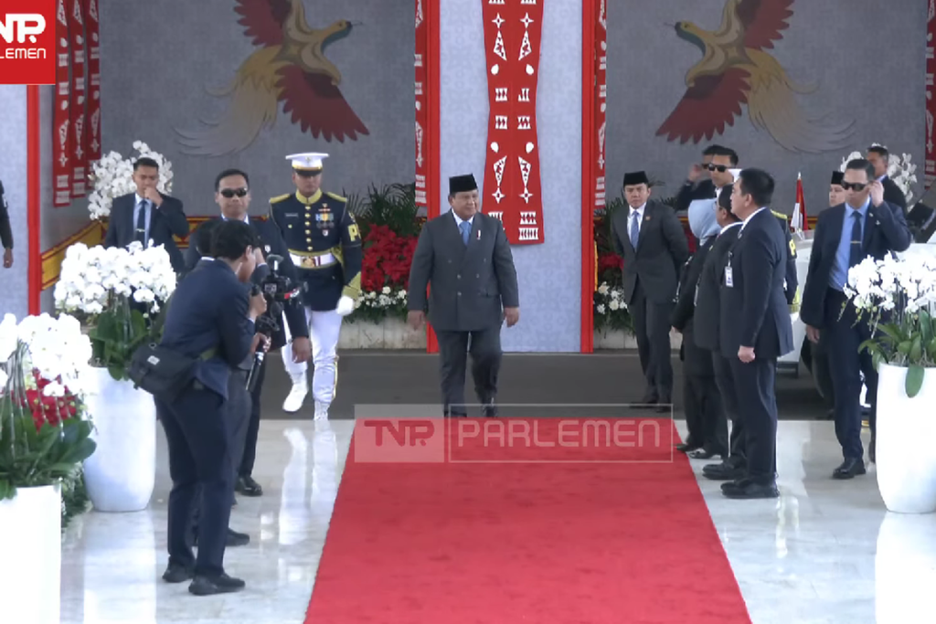 Prabowo Subianto saat hadiri sidan tahunan MPR RI 2025 (Dok tangkapan layar/ Youtube TV Parlemen)