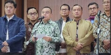 Menkum Supratman Andi Atgas dan Wakil Ketua DPR RI Sufmi Dasco Ahmad beserta jajarannya konferensi pers terkait pemberian amnesti terhadap 1.116 termasuk Hasto Kristiyanto dan abolisi Tom Lembong dari Presiden RI Prabowo Subianto (instagram @supratman08)