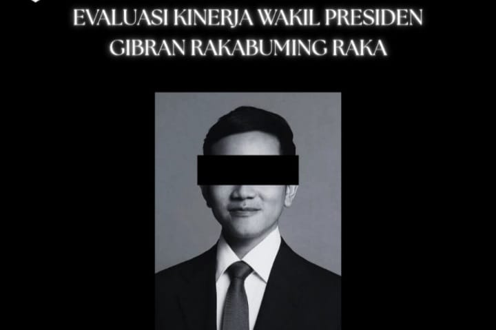 Poster aksi damai yang digelar DPC GMNI Mataram evaluasi 285 hari kinerja Wapres Gibran