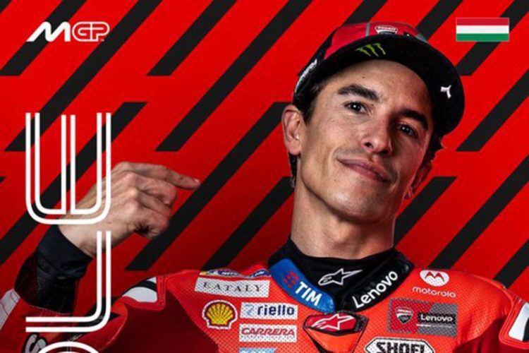 Pebalap Ducati Lenovo Marc Marquez merebut pole position perdana MotoGP Hungaria 2025 di Balaton Park, Sabtu.