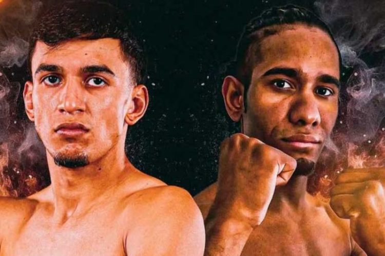 Poster laga tinju kelas bulu Omar Trinidad (kiri) melawan Lorenzo Parra (kanan) memperebutkan gelar juara kelas bulu WBC Kontinental Amerika di California Amerika Serika, pada 15 Agustus 2025.