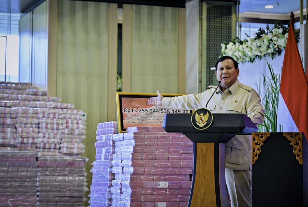 Prabowo Subianto Soal Sitaan Uang Korupsi Eksor CPO 13 Triuliun