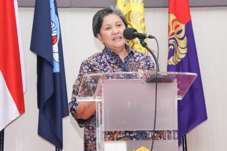 Lestari Moerdijat di acara Sosialisasi Empat Pilar Kebangsaan MPR RI di depan Dewan Perwakilan Mahasiswa Universitas Indonesia
