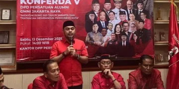 Ketua DPD Persatuan Alumni Gerakan Mahasiswa Nasional Indonesia (PA GMNI) Jakarta Raya terpilih, Miartiko Gea dalam Konferensi Daerah (Konferda) V yang digelar di Kantor DPP PA GMNI, Jakarta, Sabtu (13/12/2025) (Dok Antara)