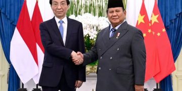 Presiden RI Prabowo Subianto menyambut tamu kenegaraan Ketua MPR China, Wang Huning, Kamis 4 Desember 2025 (Instagram @sekretariat.kabinet)