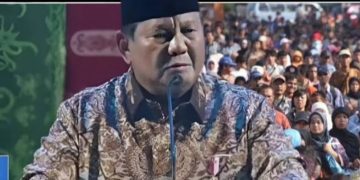 Presiden RI Prabowo Subianto saat hadiri acara Puncak Natal Nasional di Tennis Indoor Senayan, Jakarta bicara soal hasil survei GFS sebut Indonesia negara paling bahagia (Instagram @wartakertas.id)