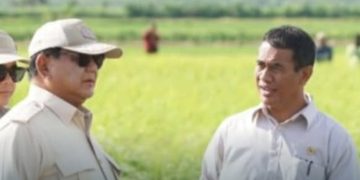 Presiden RI Prabowo Subianto saat tiba di lokasi panen raya di Cilebar, Karawang, Jawa Barat, Rabu 7 Januari 2026 (Instagram @infokutawaluya)