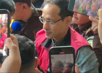 Mantan Mendikbudristek, Nadiem Makarim usai sidang dengan agenda dakwaan di PN Tipikor, Jakarta Pusat, pada Senin (5/1/2026). (Ilham F/Suaranusantara).