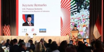 Presiden RI Prabowo Subianto cerita soal MBG di hadapan pengusaha AS, Rabu 18 Februari 2026 (Instagram @presidenrepublikindonesia)