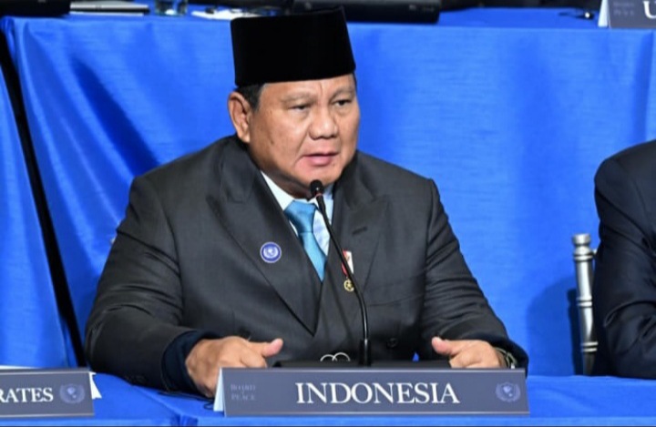 Presiden RI Prabowo Subianto saat ikut rapat perdana BoP Trump di Washinton DC(Instagram @kemensetneg.ri)