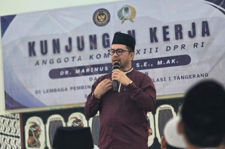Marinus Gea saat mengunjungi LPKA Tangerang, Selasa 10 Maret 2026. (Dok foto Ilwan Nehe)
