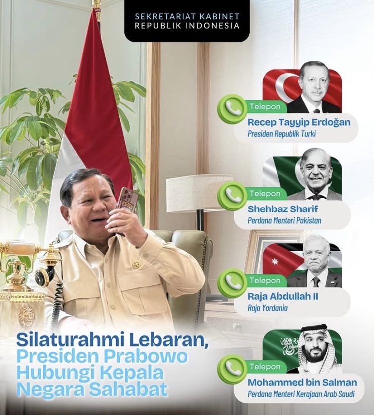 Momen Presiden Prabowo Subianto bersilaturahmi dengan sejumlah pemimpin negara muslim pada hari raya idulfitri 1447 h (Dok IG Sekretariat Kabinet)