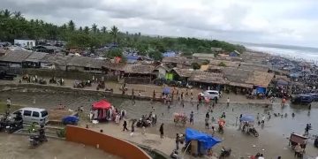 Suasana Pantai Bagedur saat libur Lebaran 2026.(Def/SuaraNusantara)