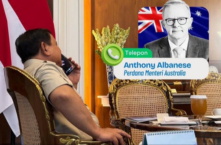 Momen Presiden RI Prabowo Subianto tengah menerima telepon dari PM Australia Anthony Albanese, Selasa 21 April 2026 (Instagram @sekretariat.kabinet)