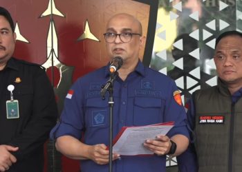 Direktur Penyidikan Jampidsus Kejagung, Syarief Sulaeman saat konferensi pers di kantor Kejagung, Jakarta Selatan, pada Kamis (16/4/2026). (Ilham F/Suaranusantara)