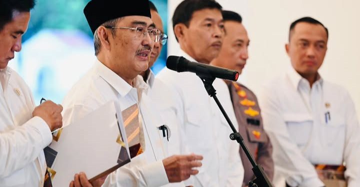 Konferensi pers Komisi Percepatan Tim Reformasi Polri usai bertemu Presiden RI Prabowo Subianto, Selasa 5 Mei 2026 (Instagram @sekretariat.kabinet)