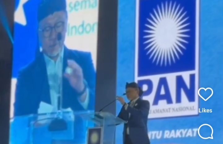 Ketua Umum PAN Zulkifli Hasan saat acara Rakerwil dan Pelantikan DPW serta DPD PAN di Jatim Expo, Minggu 10 Mei 2026. (Instagram @amanatnasional)