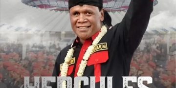 Ketua Umum GRIB Jaya Hercules Rosario Marshal di perayaan Hari Ulang Tahun (HUT) ke-15 GRIB Jaya di Istora Senayan, Jakarta, Minggu 10 Mei 2026. (Instagram @gribjaya.id)