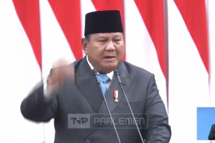 Presiden RI Prabowo Subianto pidato di rapat paripurna DPR, Rabu 20 Mei 2026 (YouTube @dprriofficial)