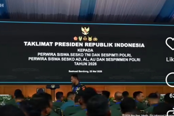 Presiden RI Prabowo Subianto akan taklimat ke 1000 perwira Seskoad di Bandung (Instagram @sekretariat.kabinet)