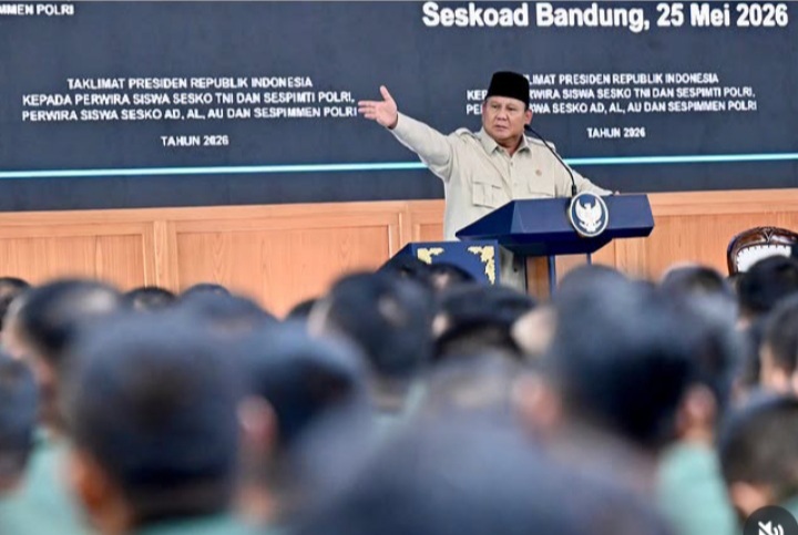 Presiden RI Prabowo beri taklimat di Seskoad, Senin 25 Mei 2026 (Instagram @sekretariat.kabinet)