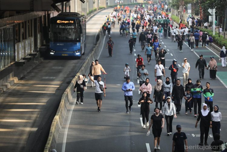 Momen Hari Bebas Kendaraan Bermotor (HBKB) di Jalan HR Rasuna Said, Setiabudi, Jakarta Selatan, Minggu (10/6). (Dok Pemprov DKI)