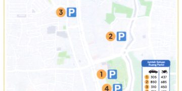 Titik lokasi kantong parkir kegiatan pencanangan hut ke 499 Kota Jakarta. (Dok: Diskominfotik)