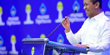 Menteri ESDM Bahlil Lahadalia bicara di Munas HIPMI Lampung pastikan harga LPG dan BBM subsidi tidak ada kenaikan (Instagram @sekretariat.kabinet)