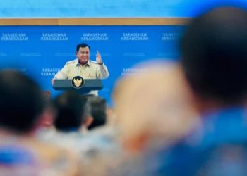 Presiden RI Prabowo Subianto saat bicara dalam acara Sarasehan Kebangsaan Konvensi Sains, Teknologi, dan Industri Indonesia (KSTI) di JCC Senayan, Jakarta, Jumat 26 Juni 2026 (Instagram @kemensetneg.ri)