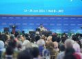 Presiden RI Prabowo Subianto bicara soal teknologi nuklir saat acara Sarasehan Kebangsaan Konvensi Sains, Teknologi, dan Industri (KSTI) 2026 di Jakarta Convention Center, Minggu 28 Juni 2026 (Instagram @sekretariat.kabinet)