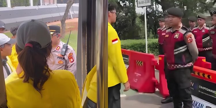 Bem UI dihadang aparta saat melakukan aksi di Bundaran HI