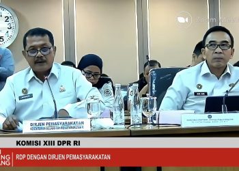 Direktur Jenderal Pemasyarakatan, Mashudi dan jajaran dalam RDP dengan Komisi XIII DPR (Dok YouTube DPR RI)