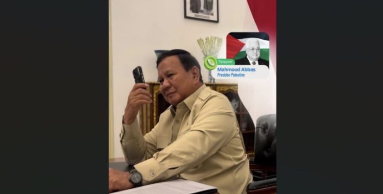Presiden Prabowo Subianto terima telepon dari Presiden Palestina, Mahmoud Abbas, pada Senin malam, (15/6/2026). (Dok BPMI Setpres)