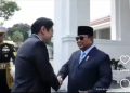 Presiden RI Prabowo Subianto menyambut kedatangan PM Singapura Lawrence Wong di Istana Merdeka, Jakarta (Instagram @_gemoy02_)