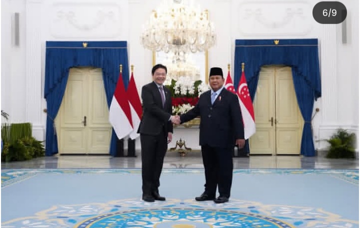 Momen pertemuan Presiden Prabowo Subianto dan PM Singapura Lawrence Wong di Istana Merdeka, Jakarta (Instagram @prabowo)