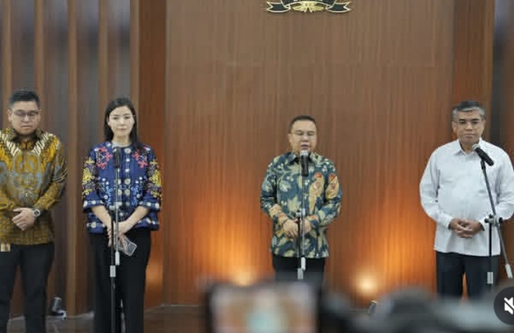 Tokopedia angkat bicara soal PHK karyawan. Foto Presiden Director PT Tokopedia, Stephanie Susilo saat konferensi pers, Senin 6 Juli 2026 (Instagram @sufmi_dasco)