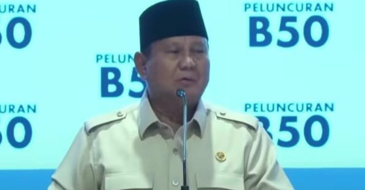 Presiden RI Prabowo Subianto saat peresmian B50 (Instagram @stockalpha.id)